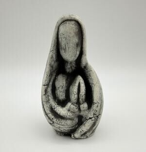 Stan Langtwait Shapes of Clay Praying Madonna Figurine 4” Volcanic Ash Signed